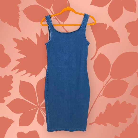 IRIS Denim Sleeveless Knee Length Dress Medium - Picture 3 of 4